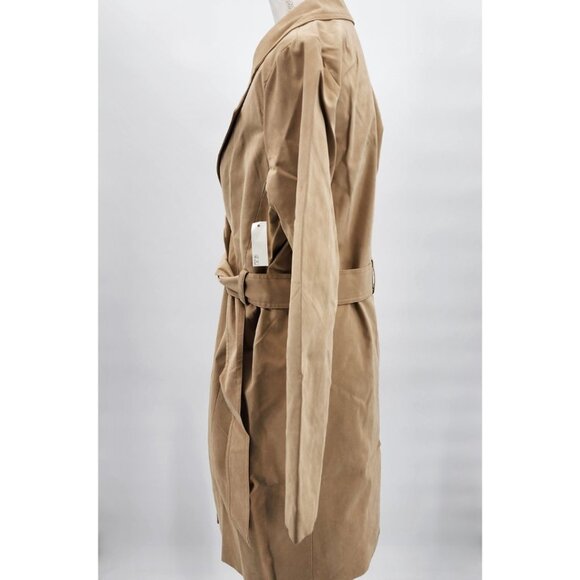 Ladies Khaki Tan Double Breasted Water Resistant Rain Trench Coat M NWT - Picture 7 of 10